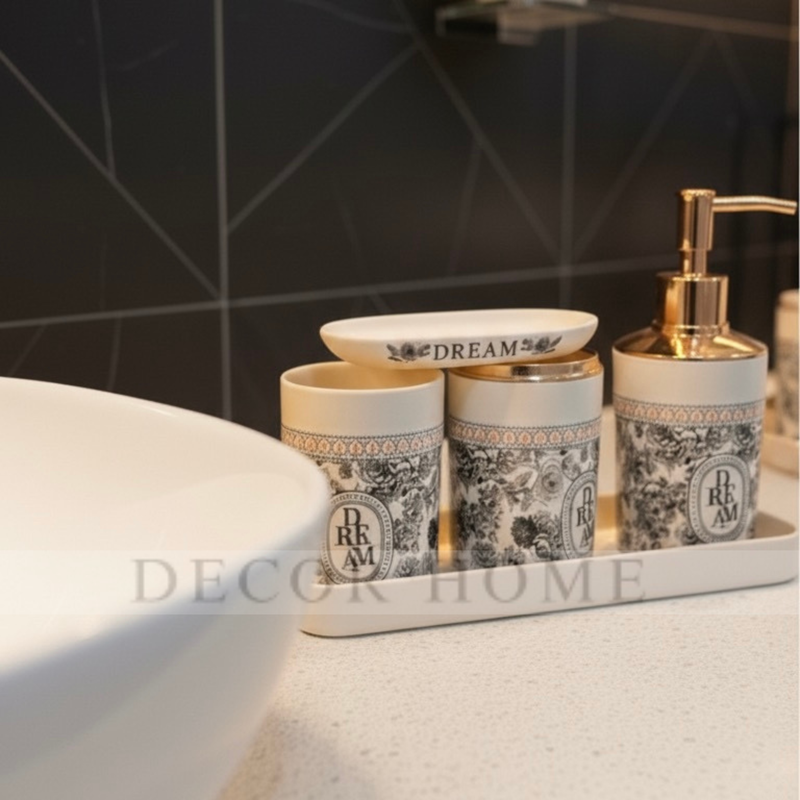 "Dark Dream" Vintage Print Bath Set