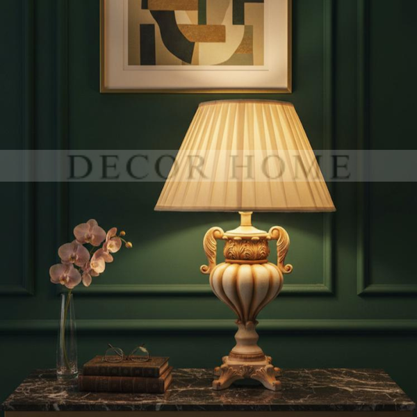 Medieval Golden-White Resin Table Lamp