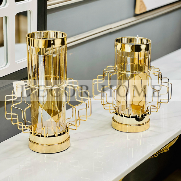 Gold Bamboo Glass Candle Stand