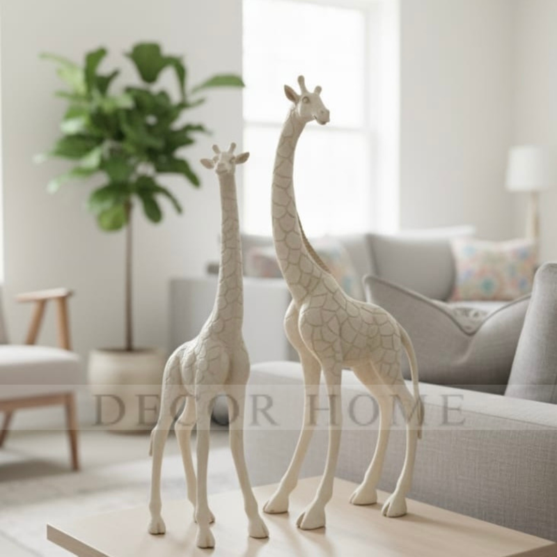 Serene Giraffe Duo Sculptures