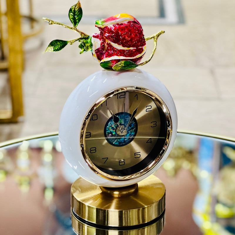 Pomegranate Designed Metal Table Clock