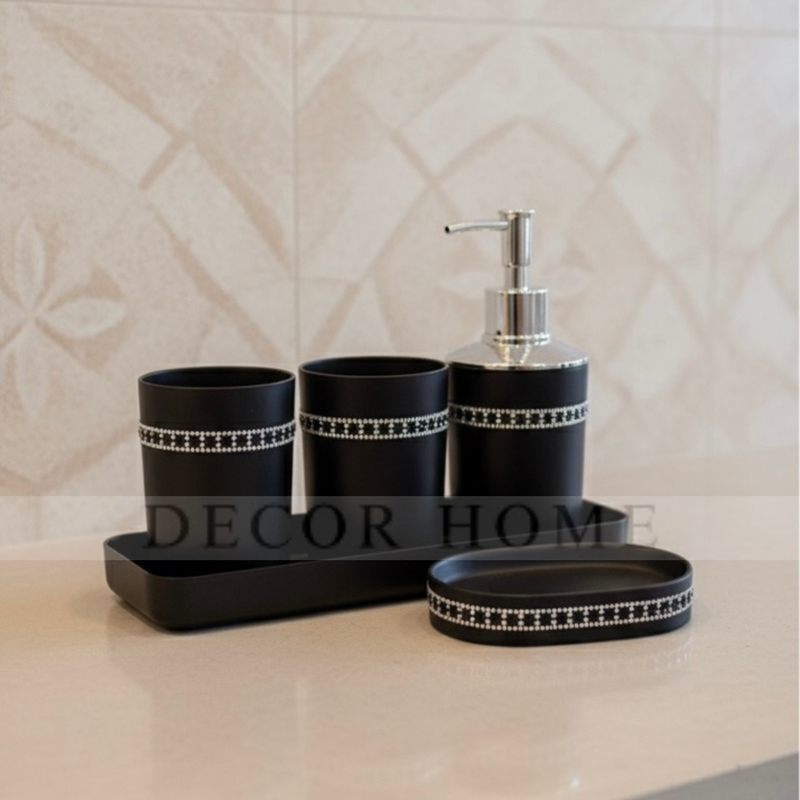 Matte Black Bling Bath Set
