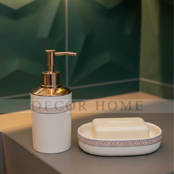 Rose Gold Accent Ceramic Bath Set
