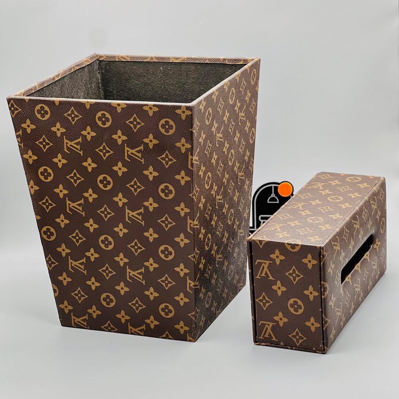 LOUIS VUITTON Monogram Square Basket and Tissue Box Set