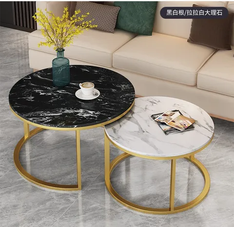 Stainless Steel & Marble Top Table Set