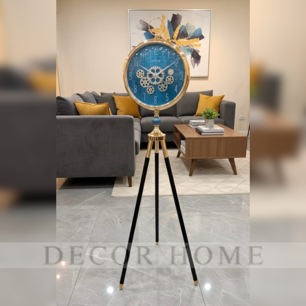 Tripod Floor Clock with a Mechanical Gear Design