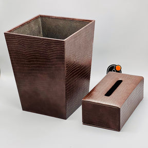 Leather Basket Tissue Box Set