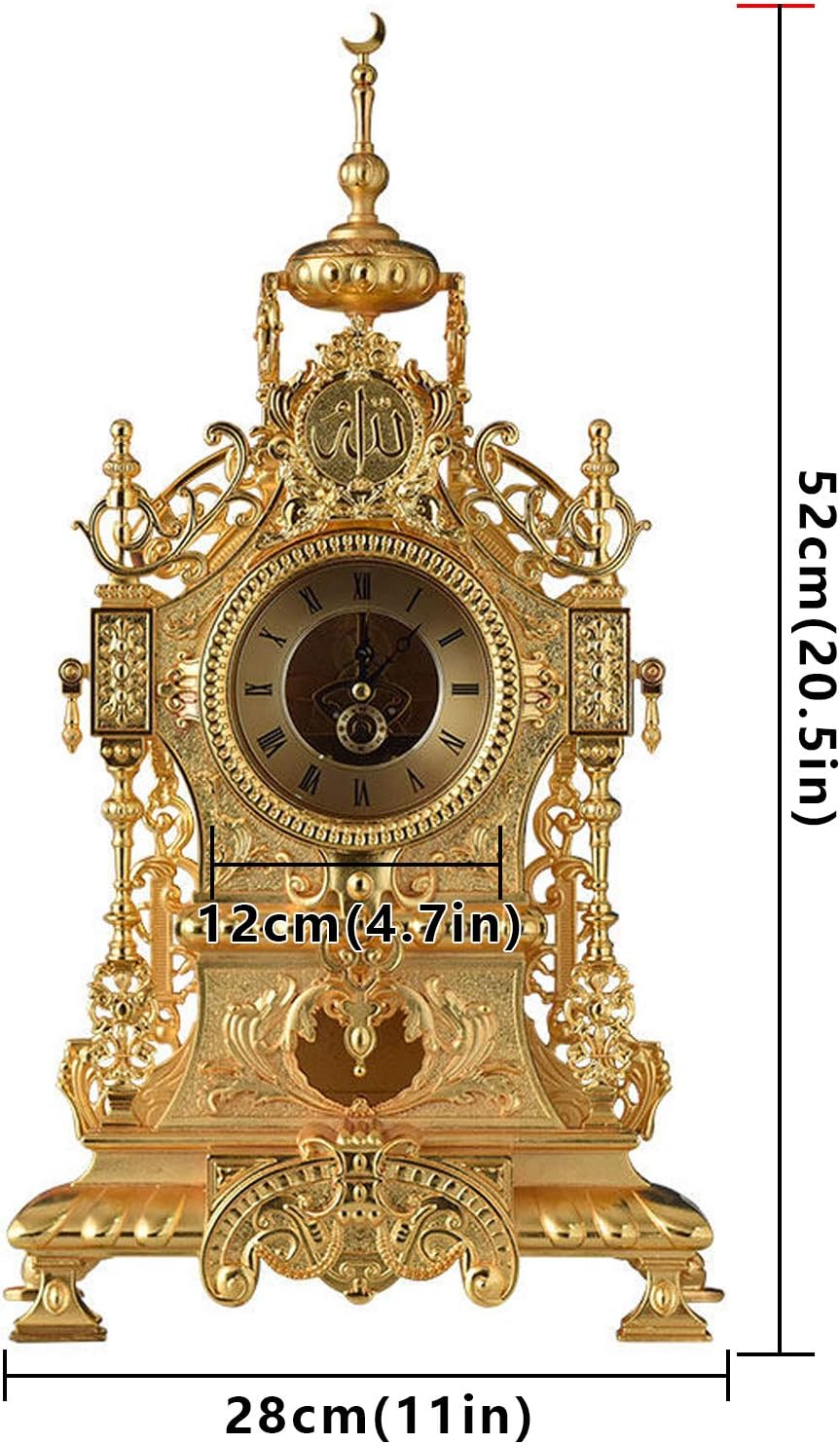 Retro European Style Mantel Clock, Classical Metal Art Clock