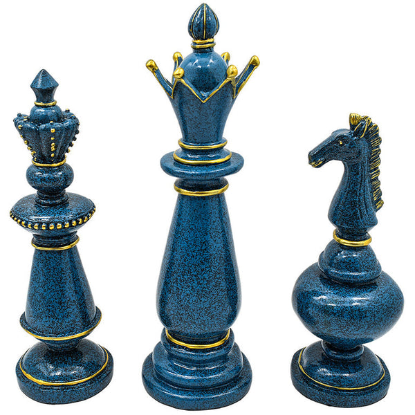 Antique Blue Onyx Chess Ornaments (Set Of 3)