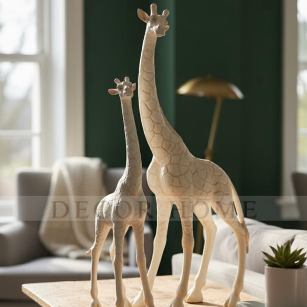 Serene Giraffe Duo Sculptures