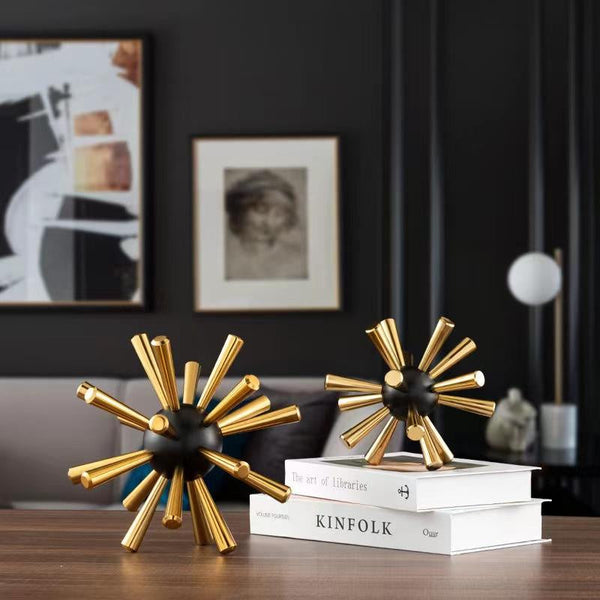 Luxury Art Gold Spheres Home Accessories Metal Creative Art Ornaments Household Tabletop Art Decor ( 1Pc ) ( Large )