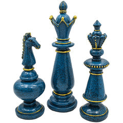 Antique Blue Onyx Chess Ornaments (Set Of 3)