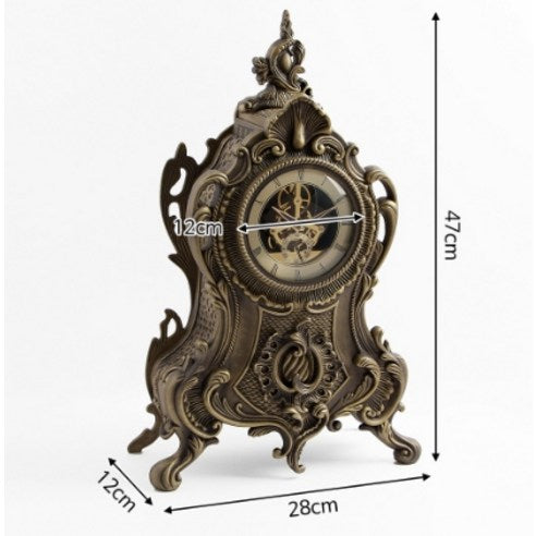 Moving Gear Gold Castle Classic Table Clock