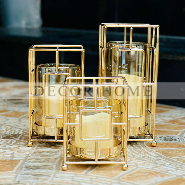 Imported Hurricane Lantern Candle Stand( Set Of 3)