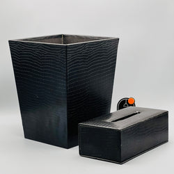 Leather Basket Tissue Box Set