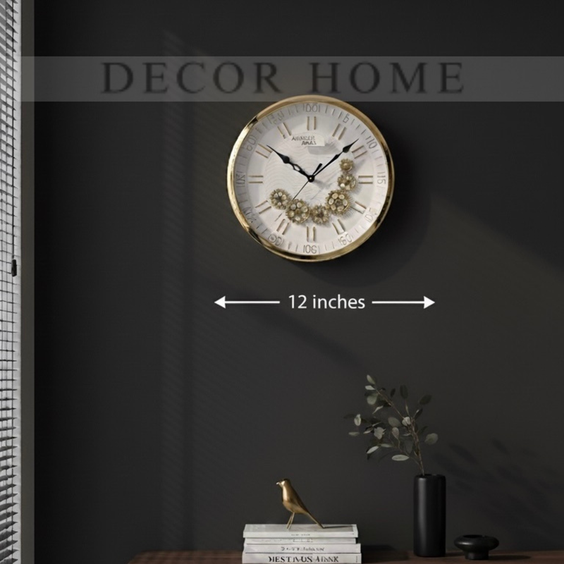 Golden Gear Elegance Wall Clock