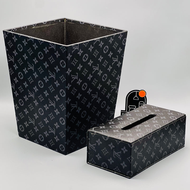 LOUIS VUITTON Monogram Square Basket and Tissue Box Set