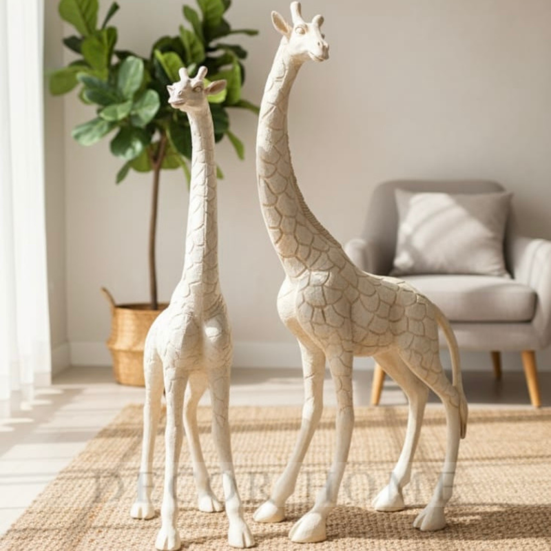 Serene Giraffe Duo Sculptures