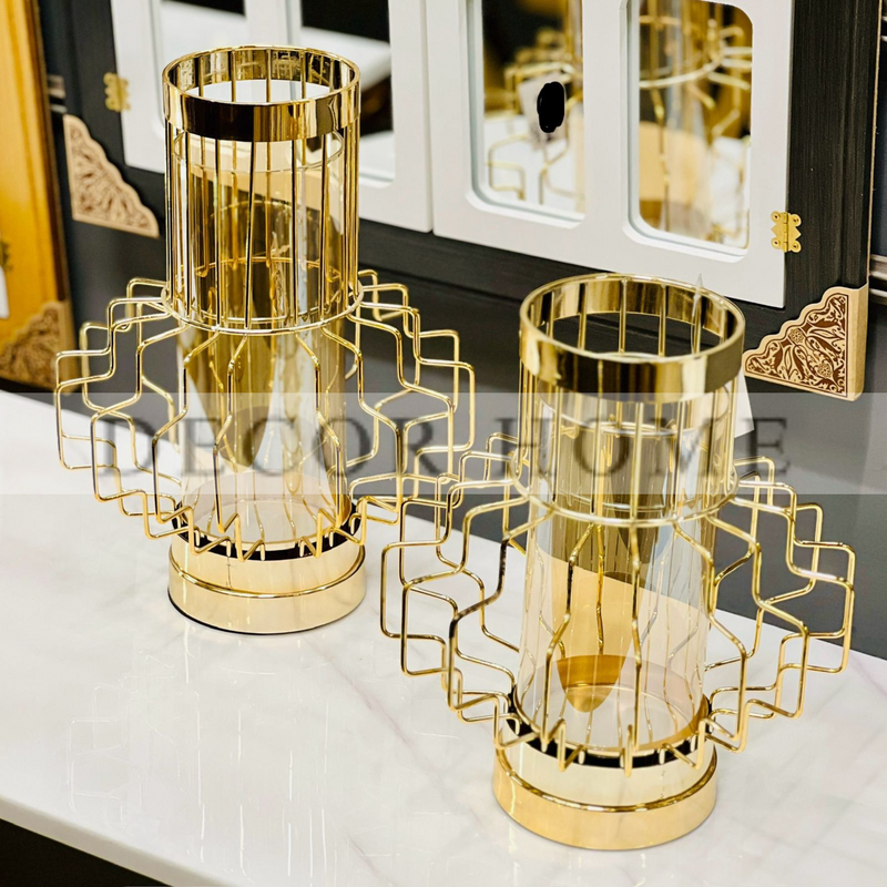 Gold Bamboo Glass Candle Stand