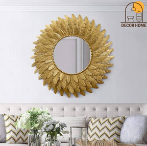 Exclusive Metal Leaf Mirror Wall Decor
