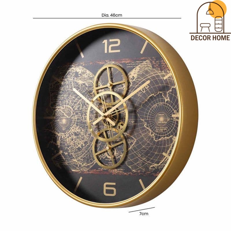 Exclusive Curve Gold Gears Wall Clock