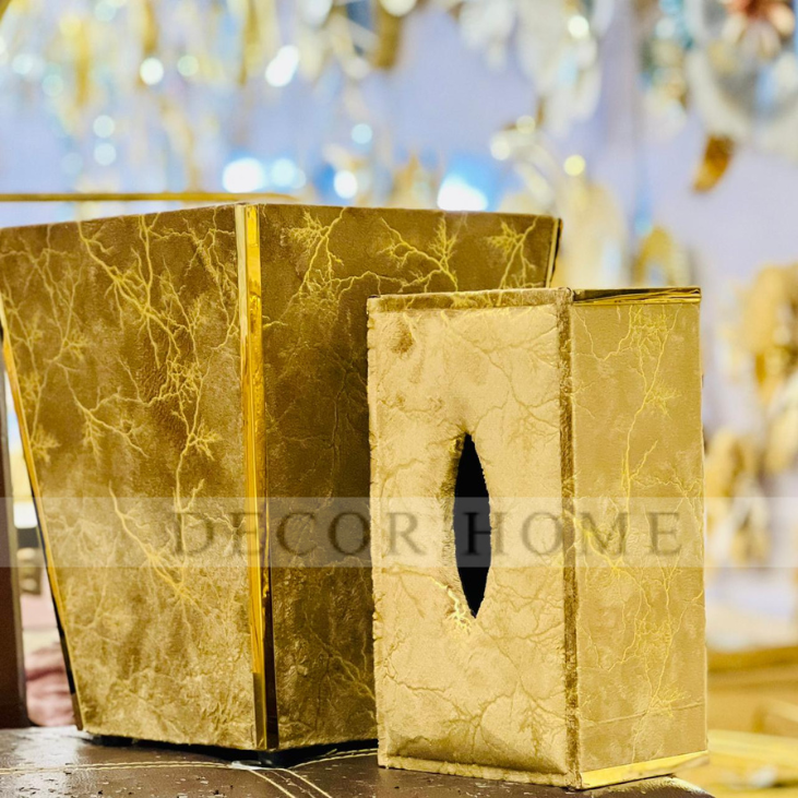 Velvet Fabric  Tissue Box with Dustbin