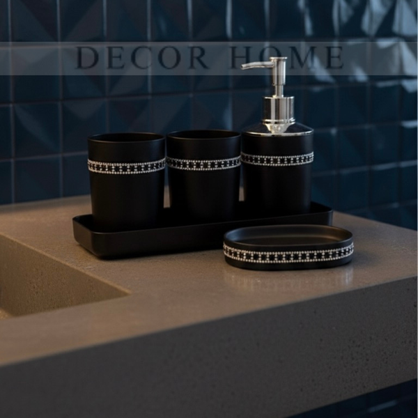 Matte Black Bling Bath Set