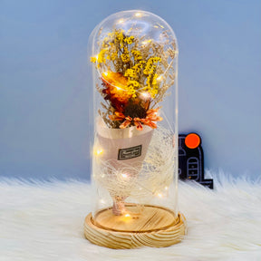 Wireless LED String Light Glass Dome With Flower