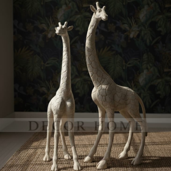 Serene Giraffe Duo Sculptures