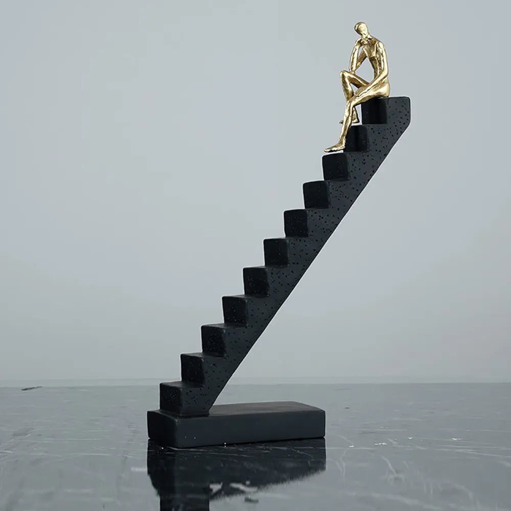 Resin Man Statue Sitting On Stairs