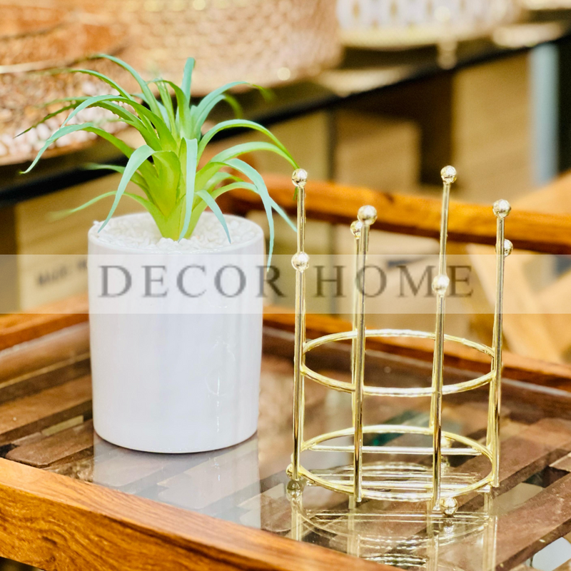 Gilded Metal Stand with Plant