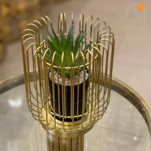 Metal Cage With Ceramic Vase