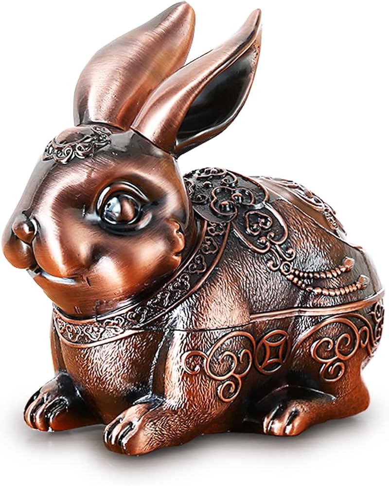 Metal Rabbit Ashtray with Lid