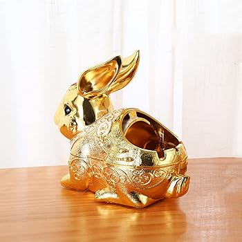 Metal Rabbit Ashtray with Lid