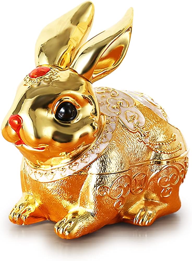 Metal Rabbit Ashtray with Lid