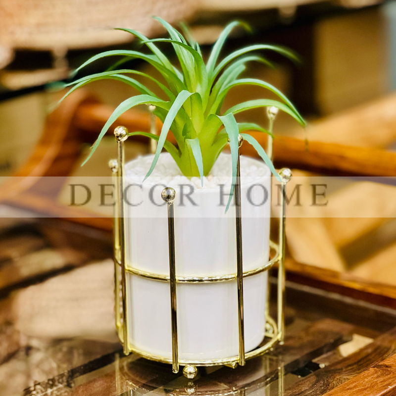 Gilded Metal Stand with Plant