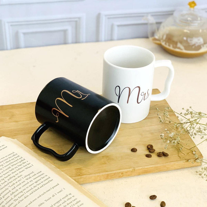 Mr & Mrs Mugs with Stand Set