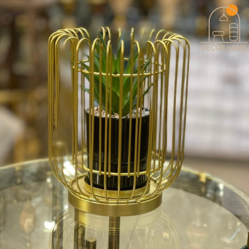 Metal Cage With Ceramic Vase