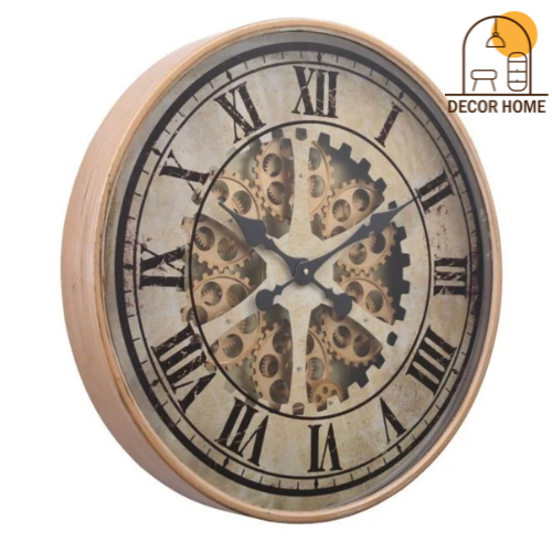 Ragnar Gold Round Exposed Moving Gear Wall Clock