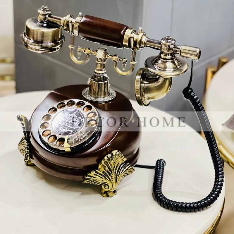 Antique Wood & Metal Retro Vintage Working Telephone Landline Set