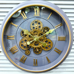 Vintage Rustic Moving Gears Wall Clock