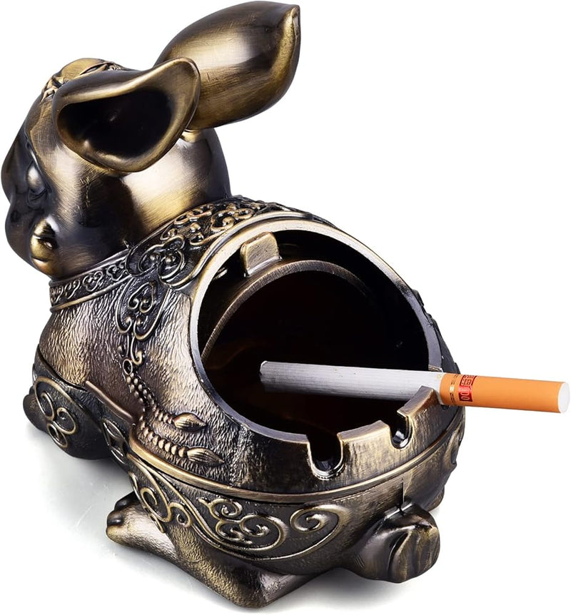 Metal Rabbit Ashtray with Lid