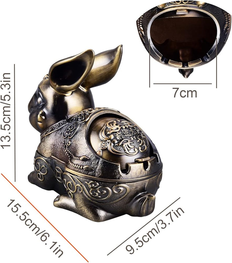 Metal Rabbit Ashtray with Lid