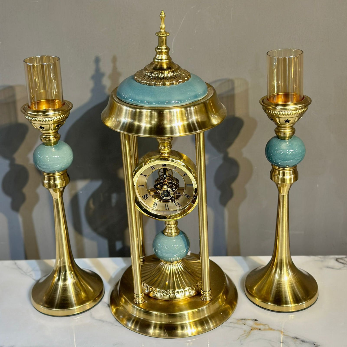 Vintage Clock & Candlesticks Set