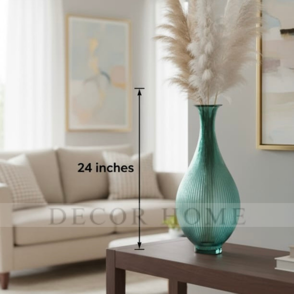 The Ribbed Teal Glass Vase