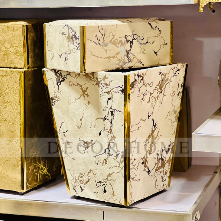 Velvet Fabric  Tissue Box with Dustbin