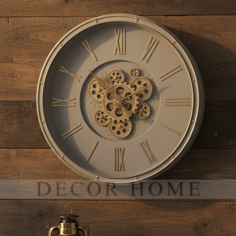 Vintage Rustic Moving Gears Wall Clock