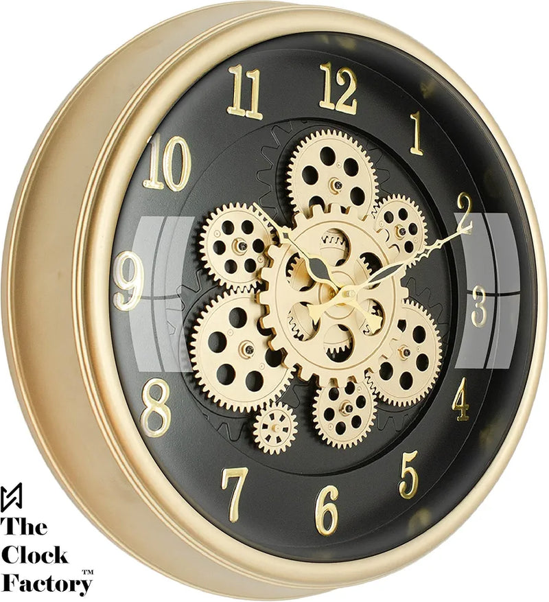 Mate Black Dial Moving Gears Wall Clock