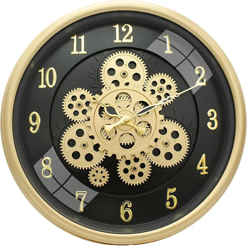 Mate Black Dial Moving Gears Wall Clock