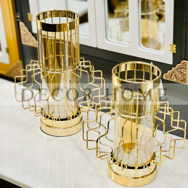 Gold Bamboo Glass Candle Stand
